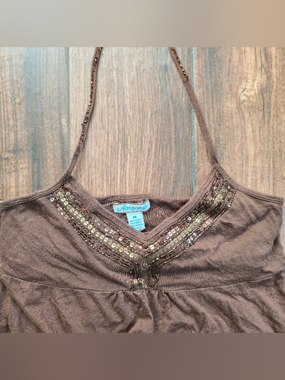 Vintage Aeropostale Halter Princess Cut Boho Y2K Tank Medium - Picture 3 of 9